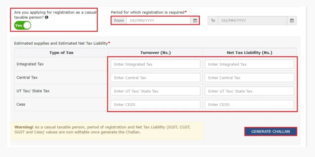 application form sections