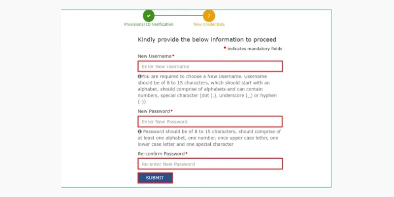 Creat new user name on  GST Portal