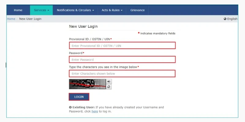 GST Login New User
